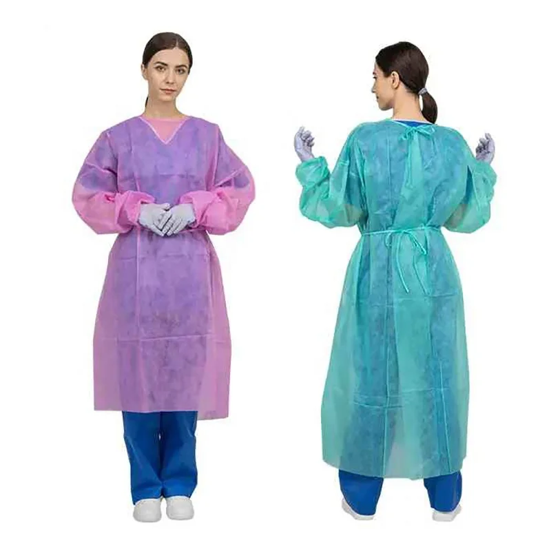 Disposable Waterproof Plastic Isolation Suit Surgical Apron CPE Protective Gown with Thumb Loop/Long Sleeve