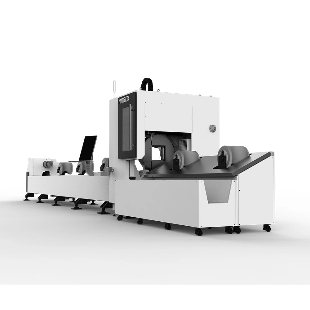 Good price two chuck level heavy tube steel laser cutting machine 6000W with Raycus laser source 6m