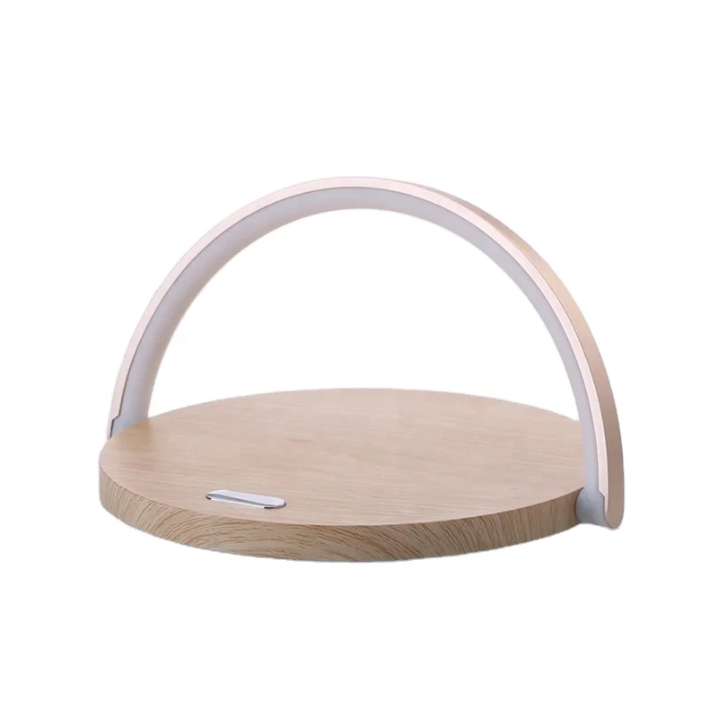 
2020 newest Adjustable Touch LED lamp mobilephone holder wireless charger wood table qi 10W fast charger 