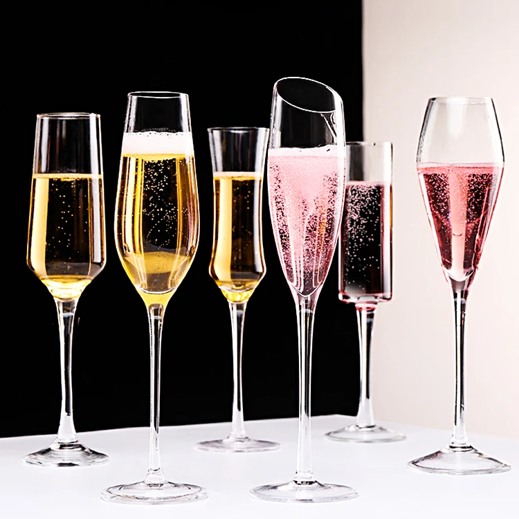 High Custom Luxury Lead-Free Crystal Hand Blown Unique Flute Shape Personalized Creative Transparent Crystal Champagne Glass