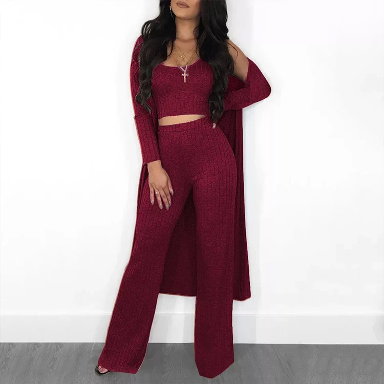 High Quality Sexy Sleeveless O Neck Tank Top Pants Sets Women Knitting 2022 Two Piece Sets For Ladies Clothing
