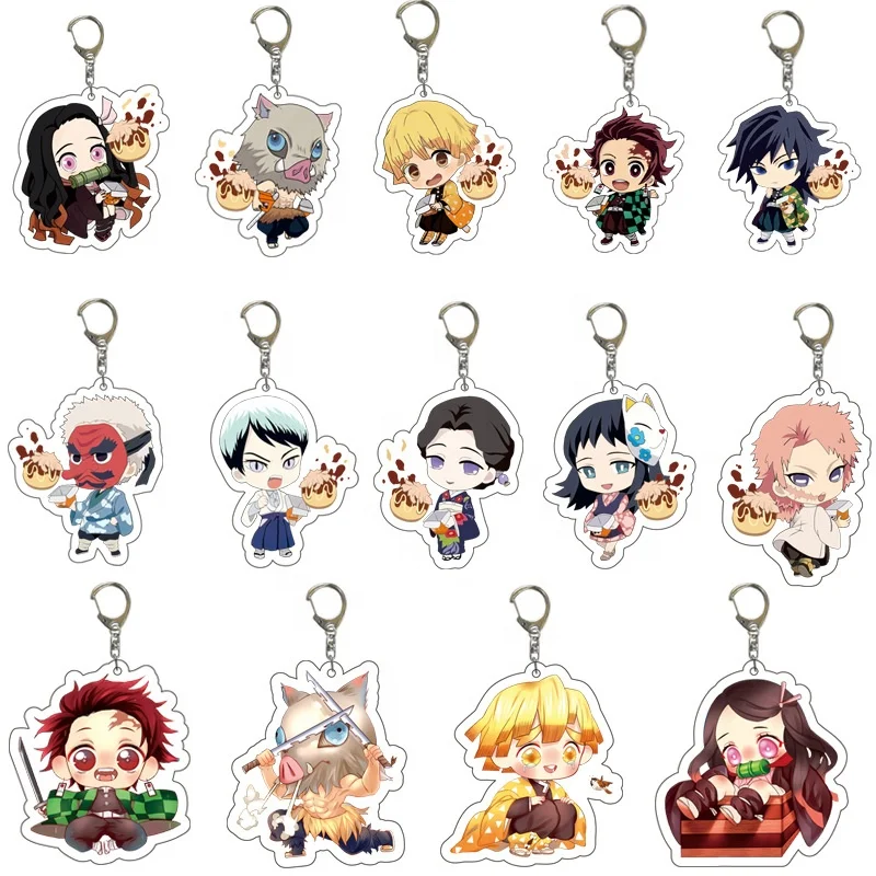 Promotional Cartoon Anime Figure Keychain Demon Slayer Pendant Charm Cheap Acrylic Plastic Key Chains
