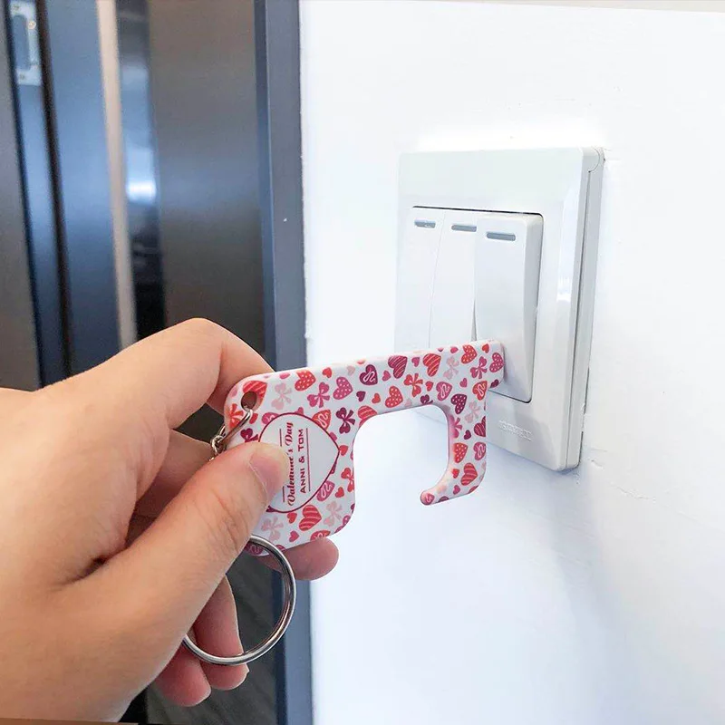 Safety Clean No Touch Door Opener Tool Handheld Plastic Keychain Tool Non-Contact Key Tool