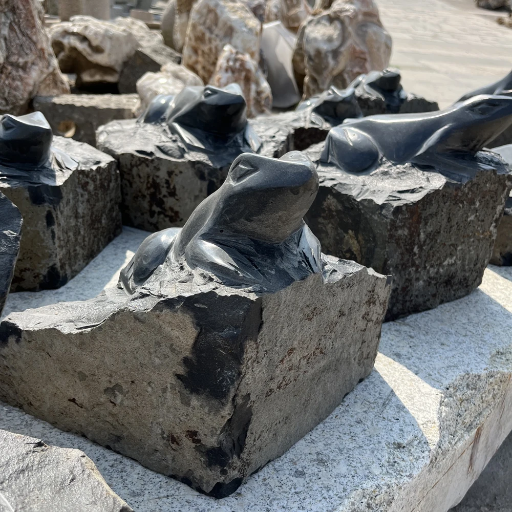 Animal garden Hand carved Frog stone sculpture for sale