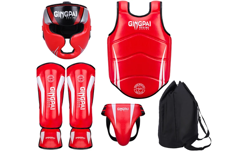 New Professional Boxing Gloves Gear Leather Set Boxing Gloves head and groun guard set