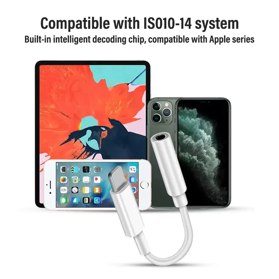 Most Popular original chip light ning adapter 3.5 Mm Headphone Jack Adapter For  iOS  Iphone  iPad apple