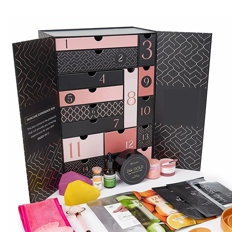 Custom Ramadan Christmas Chocolate Calendar Advent Boxes Paper Cosmetic Advent Calendar Cardboard Packaging Gift Box