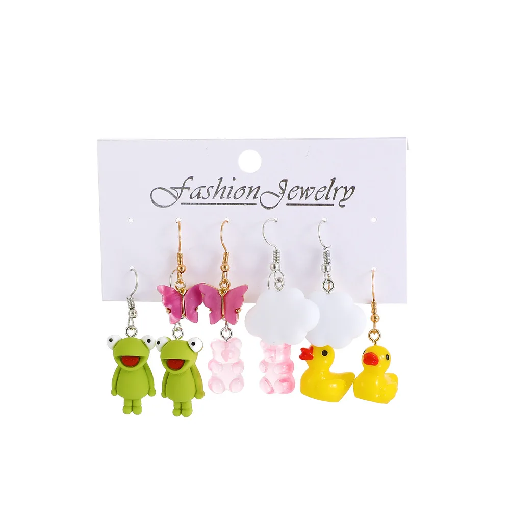 fashion acrylic 2022 trend set of earrings jewelry butterfly frog resin animal cute women earrings set