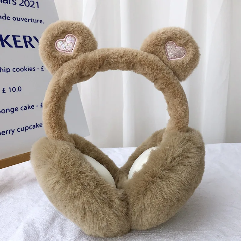 New autumn and winter warm  earmuff for teddy bears foldable non-adjustable anti cold cartoon solid color  earmuffs for adults