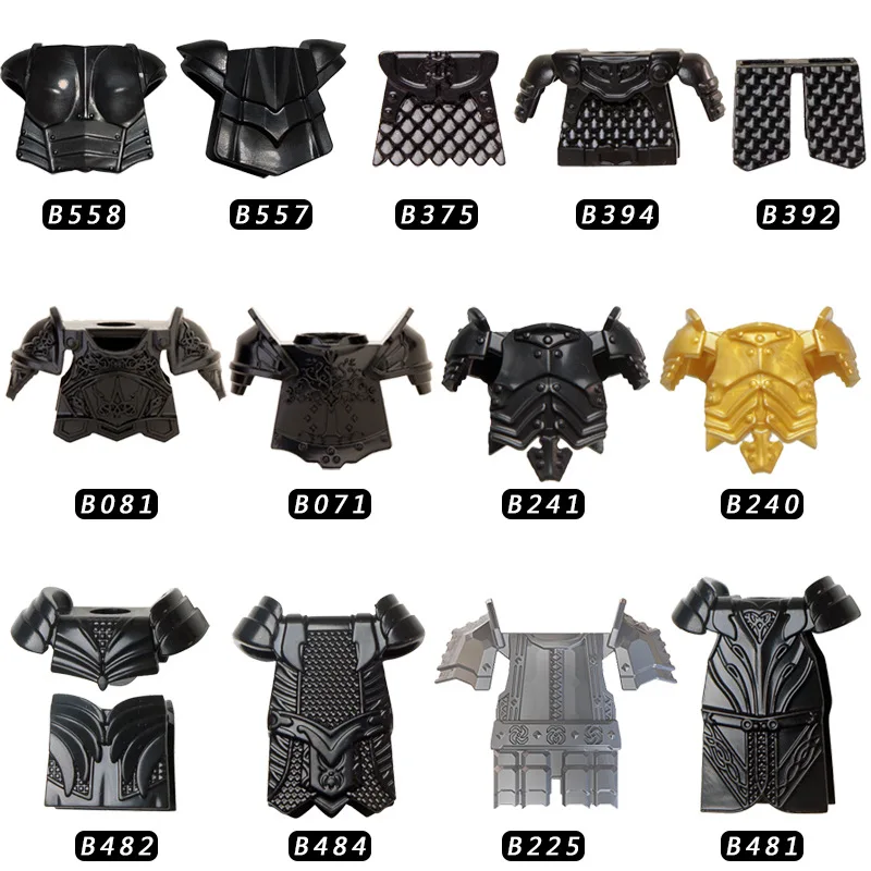 MMedieval soldier armor sword cloak shield flag weapon Knight military Army building block sets accessories toys kid
