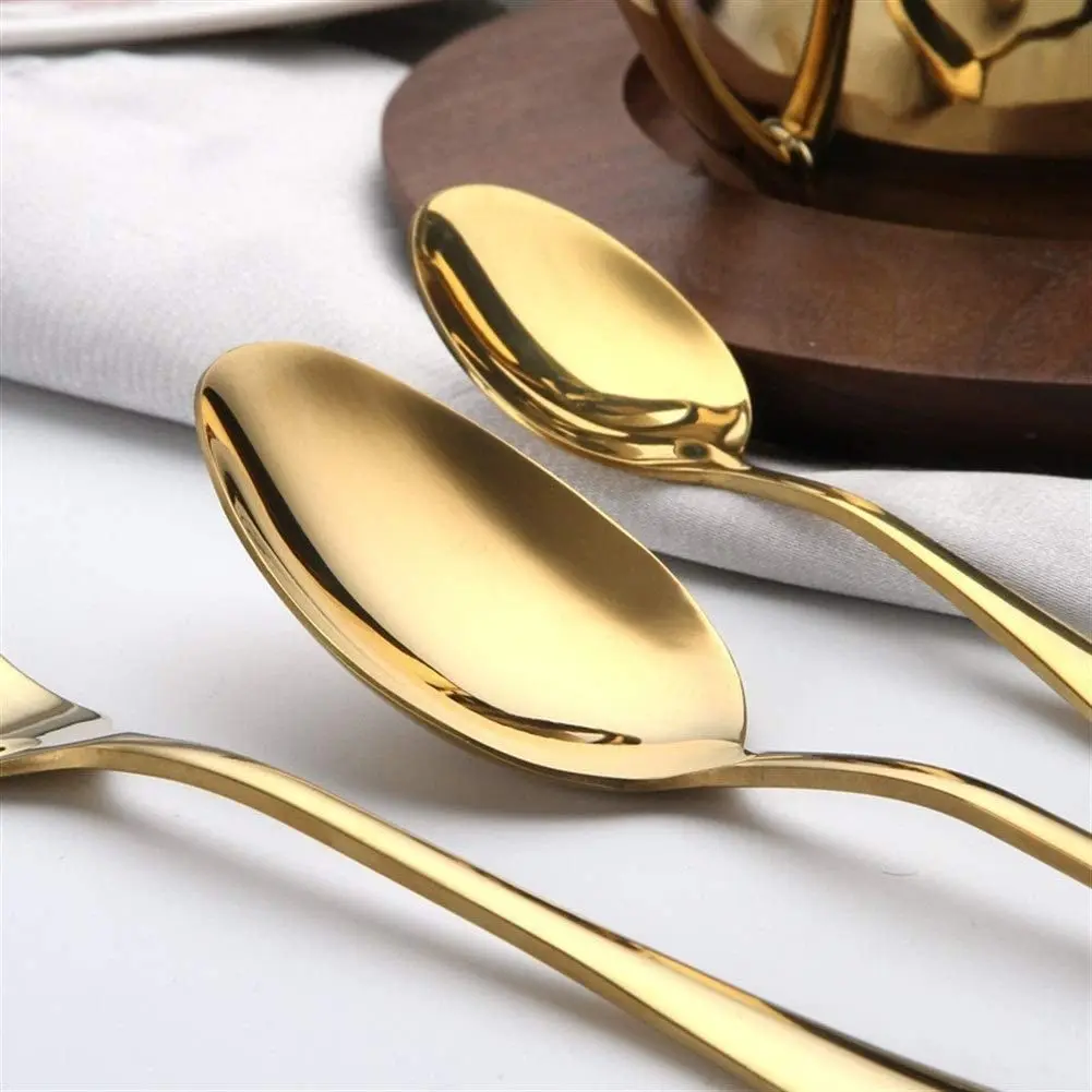 Modern Pvd Gold Plated Flatware 12/16/24/36 Pcs Fork Spoon Knife Cutlery Set With Wooden case