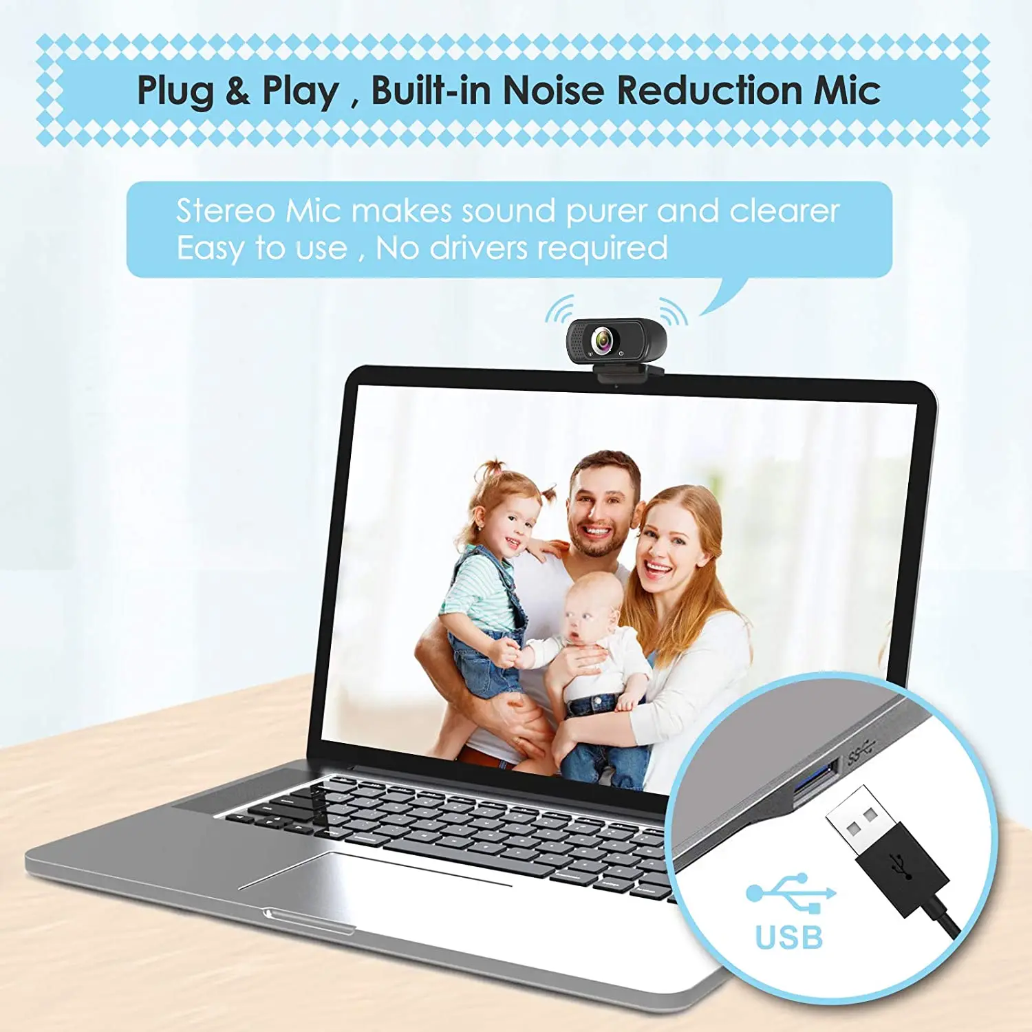 Webcam with Microphone, Web Camera Full Hd 1080P Webcam with Cover Tripod, Laptop PC Desktop Computer Camera-dropshipping