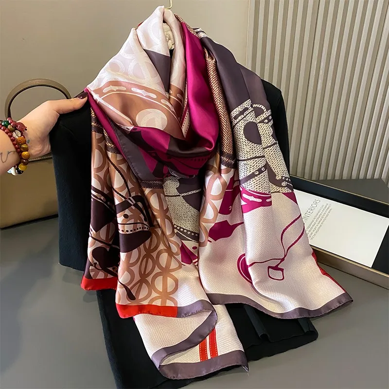 Womens Imitated Silk Long Scarf Designer Scarf Light Weight Wraps Headscarf Printed Brand Silk Scarves