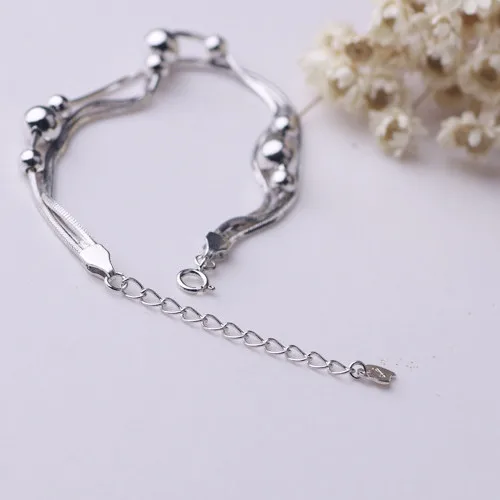 Multi Layer 925 Silver Bracelet Simple Light Luxurious Lucky Beads Charm Bracelet For Women Jewelry Decoration