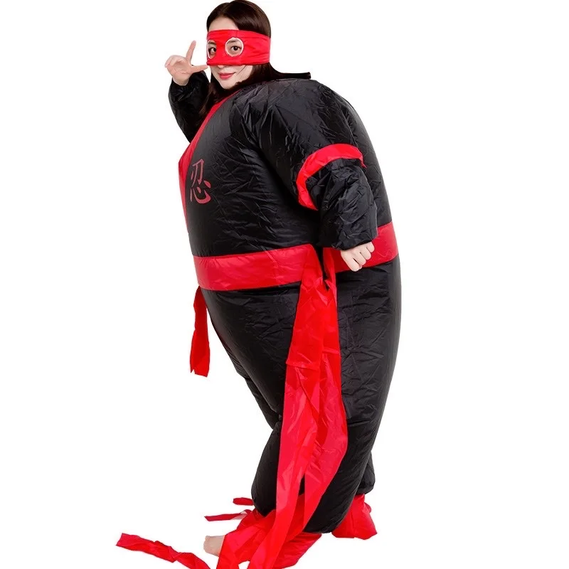 Adults people Polyester ninja inflatable costume blow up suit funny cosplay game suit blow up suit with mini fan