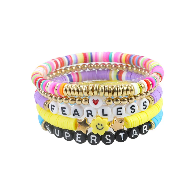 Taylor Bracelets Singer Inspired Friendship Set for Women Clay Beads Bracelet for Swiftie Fans Summer Bohemian Bracelet