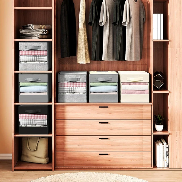 Hot Sales  Collapsible Non Wovens Fabric Cube Organizer Storage Bin Clothes Boxes With Window