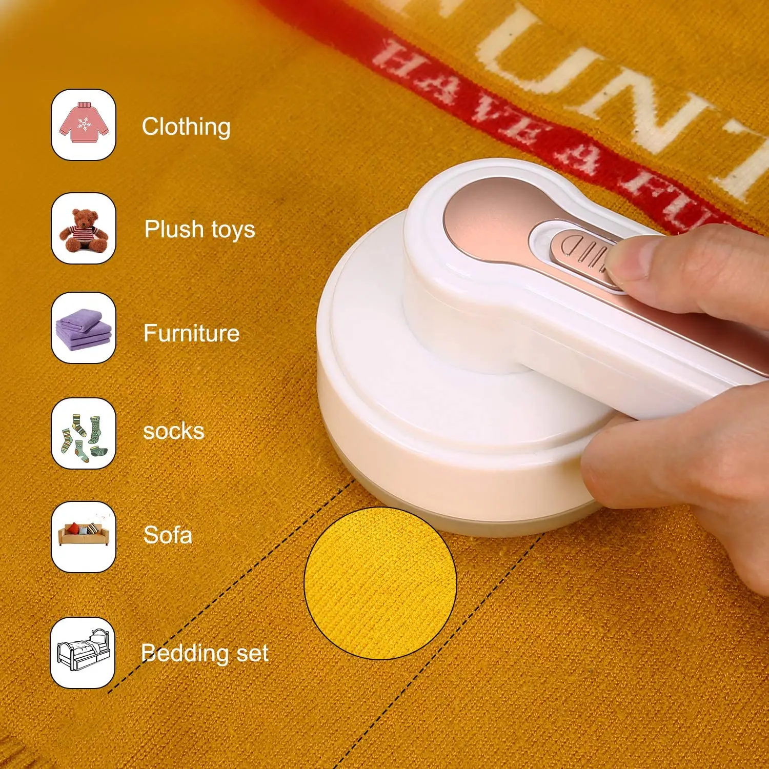 Rechargeable Fabric Shaver Defuzzer, USB Handheld Lint Remover Stainless Steel 3-Blades for Removing Clothes Fuzz, Lint, Pills,