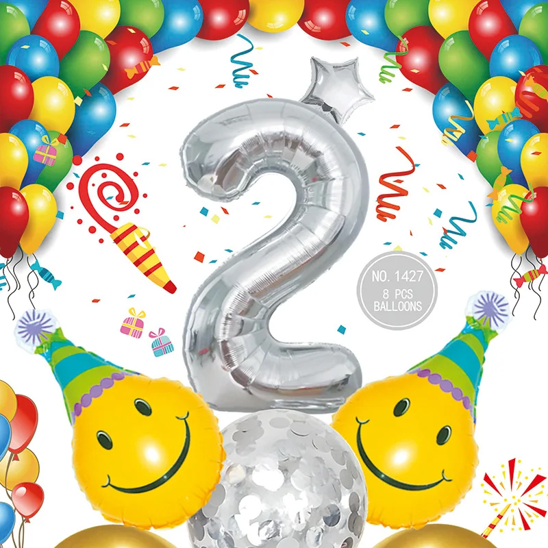 
Wholesale new 18 inch latex foil number silver balloons decoration for kids birthday balloons 