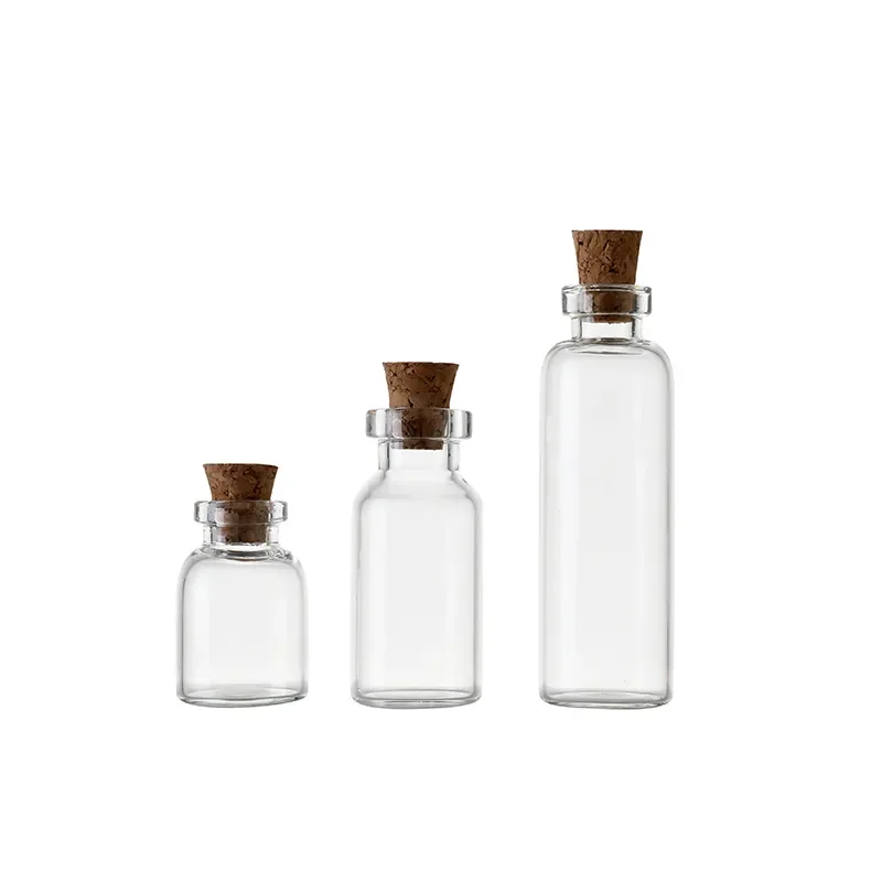 Wholesale 4-20ml cork bottle glass vial pendant laboratory bottles for testing essential oil wishing purpose