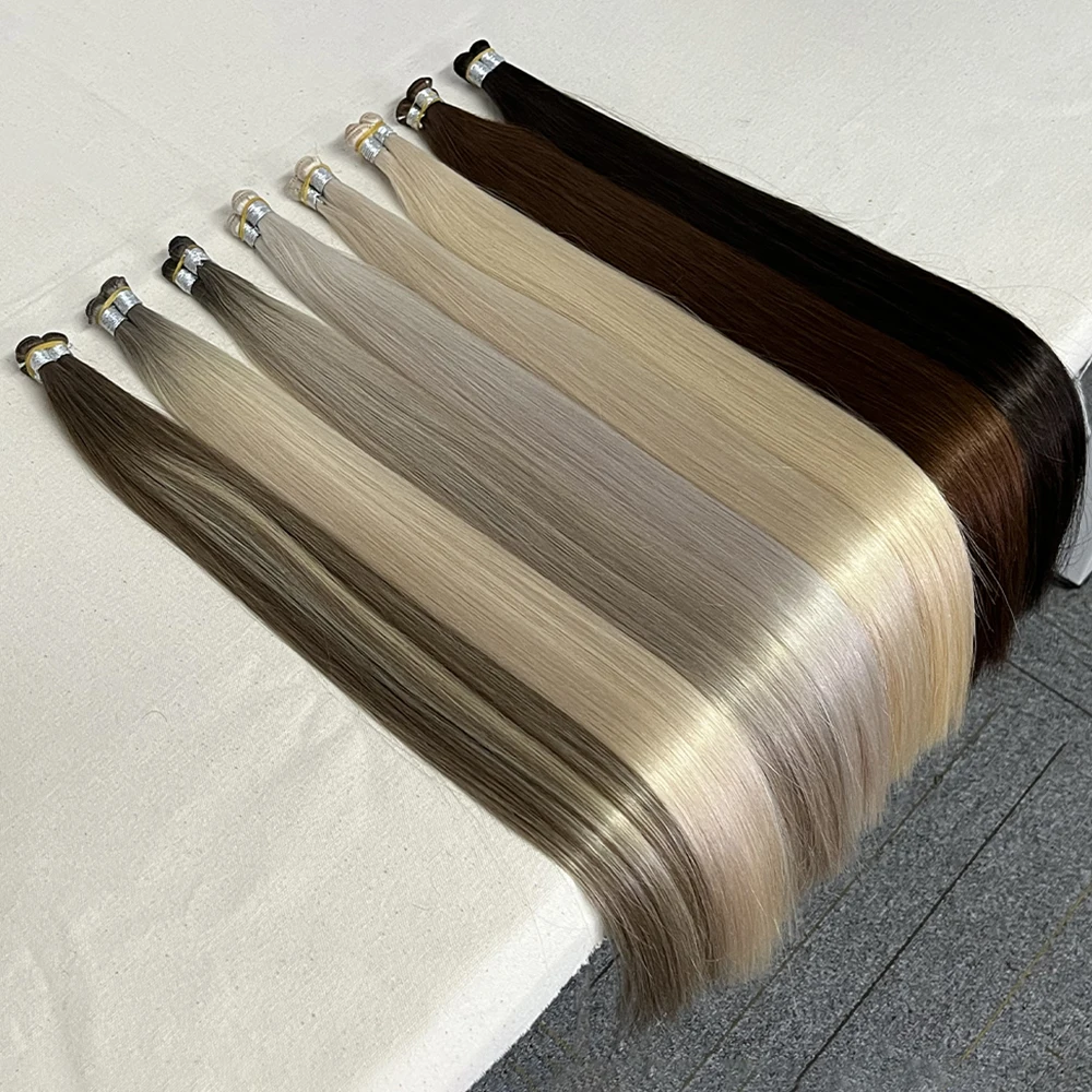Human Hair Supplier Double Weft Russian Remy Hair Balayage Custom Color Hand tied Weft Extention Hair