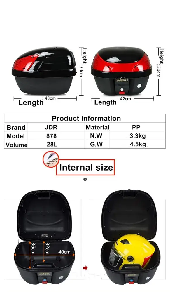 
Hot Sale High Quality Motorbike Top Box Motorbike Storage Carrier Box 