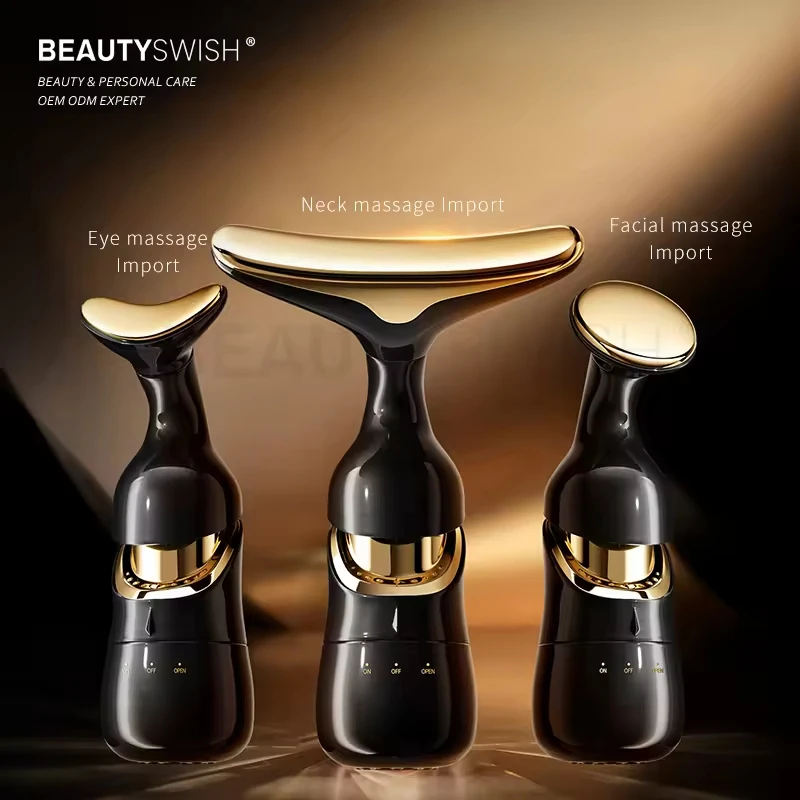 Face Lifting Neck Beauty 3 Heads of Battery Device Skin Care Electric Anti-wrinkle Facial Neck Massage Machine