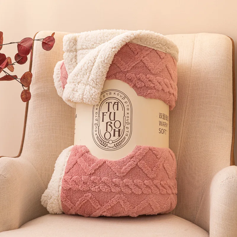 Nordic winter thick blanket, solid color Tuff blanket for sofa bed anti-static electrode simple soft blanket