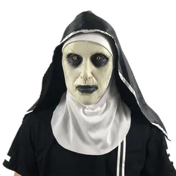 Hot sale realistic horror halloween nun masks and high quality black + white halloween mask