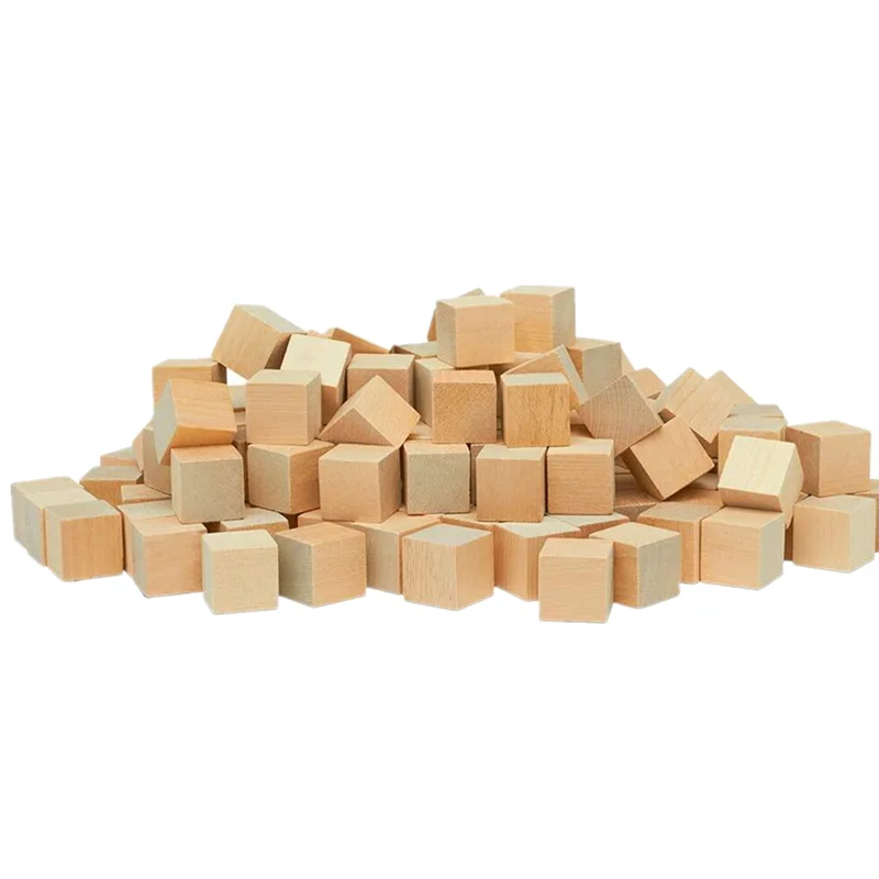 Factory Wholesale Custom DIY Crafts 1 Inch Square Wood Cube Blank Blocks for Puzzle Making