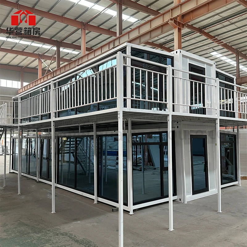 2-Story Expandable Prefabricated Container House 40 Ft & 20 Ft Steel Prefab Villa Hotel Shop Use