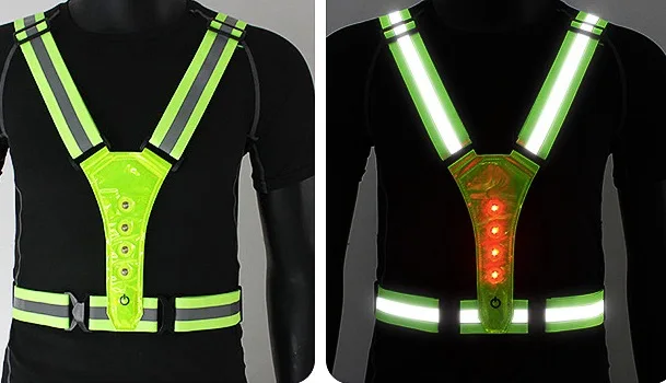 Outdoor Cycling High Elasticity Night Running Reflective Clothing Sports LED Light Reflective Vest