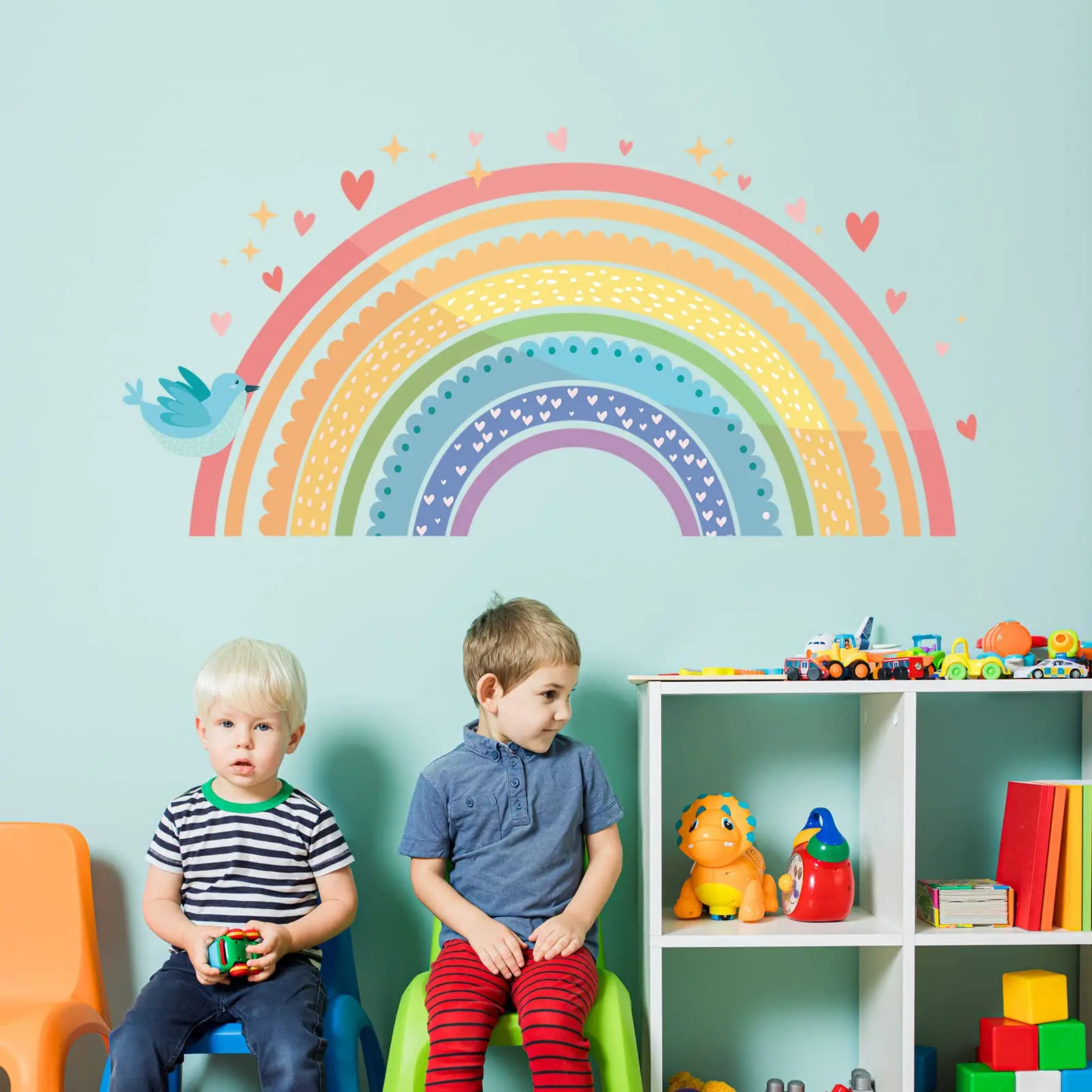 Love rainbow stars Sun children cartoon cute wall stickers living room bedroom decoration wallpaper self-adhesive DIY stickers