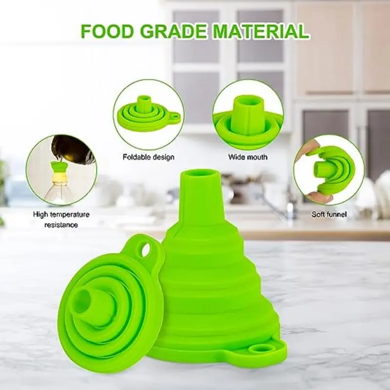 High Quality Silicone Foldable Funnel Soft Kitchen Utensils For Oil,Salt Bottle