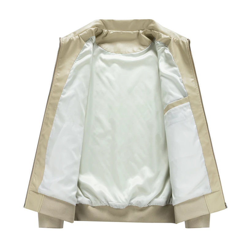 New Genuine Fashionable Plus Size customized Coat  khaki Black Letterman College Leather Bomber Jacket For Men