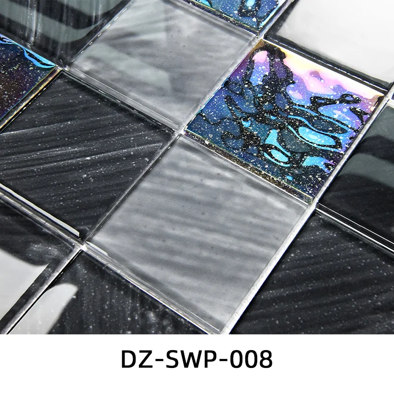 Custom Rainbow Mosaic Swimming pool Mosaic Swimming Pool Ceramic Tile Bathroom Crystal Black Mosaic Tiles With Varied Colors