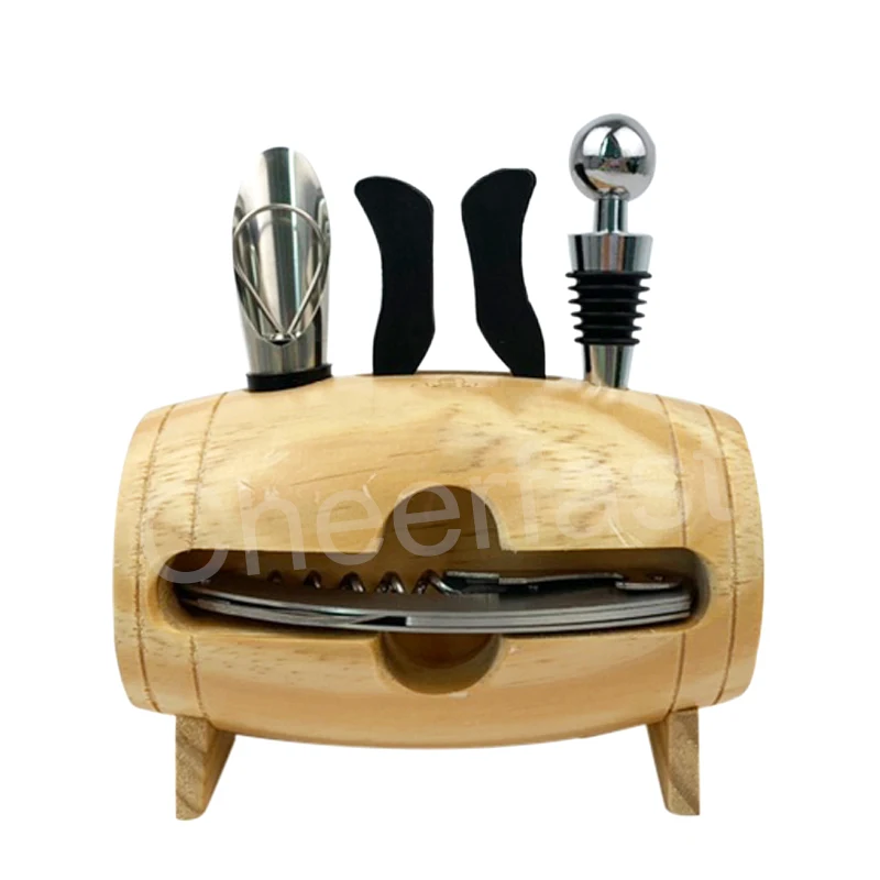 Amazing Present Bar Tool 4Pcs Wine Bottle Accessories Corkscrew Stopper And Stand Kit Stainless Steel Wine Gifts Accessories