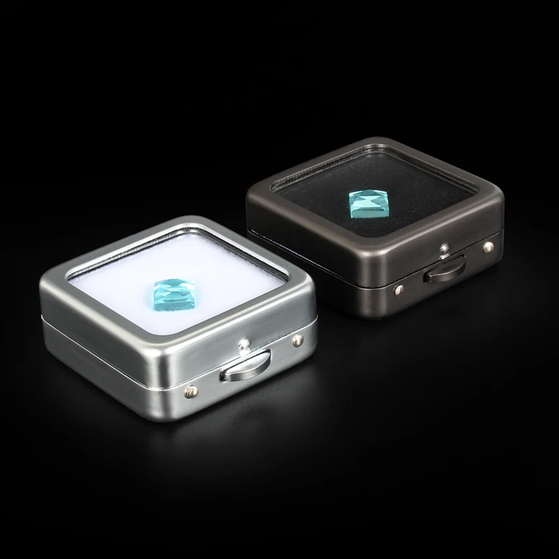 Top Gem Box Showcase Gemstone Casket Diamond Display Holder Storage Organizer Case