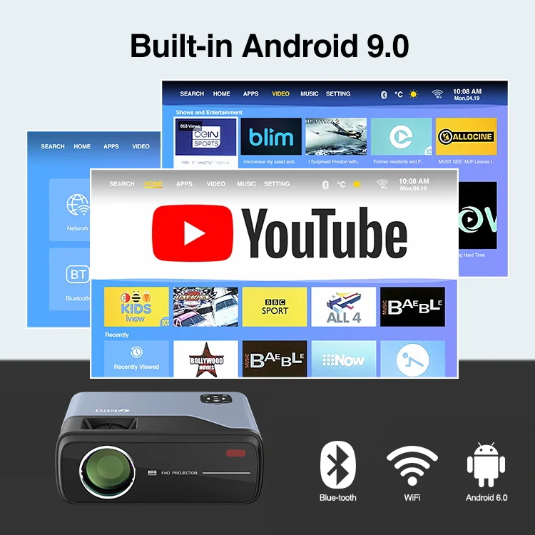 Светодиодный проектор для домашнего кинотеатра CAIWEI 700D + AB Smart Android WIFI 3D LCD видео Full HD 1080P