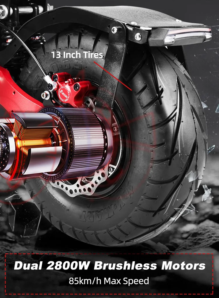 Fast electric scooter 5600W 2*2800W dual motor fat tire escooter hydraulic suspension Adults kick scooter with seat