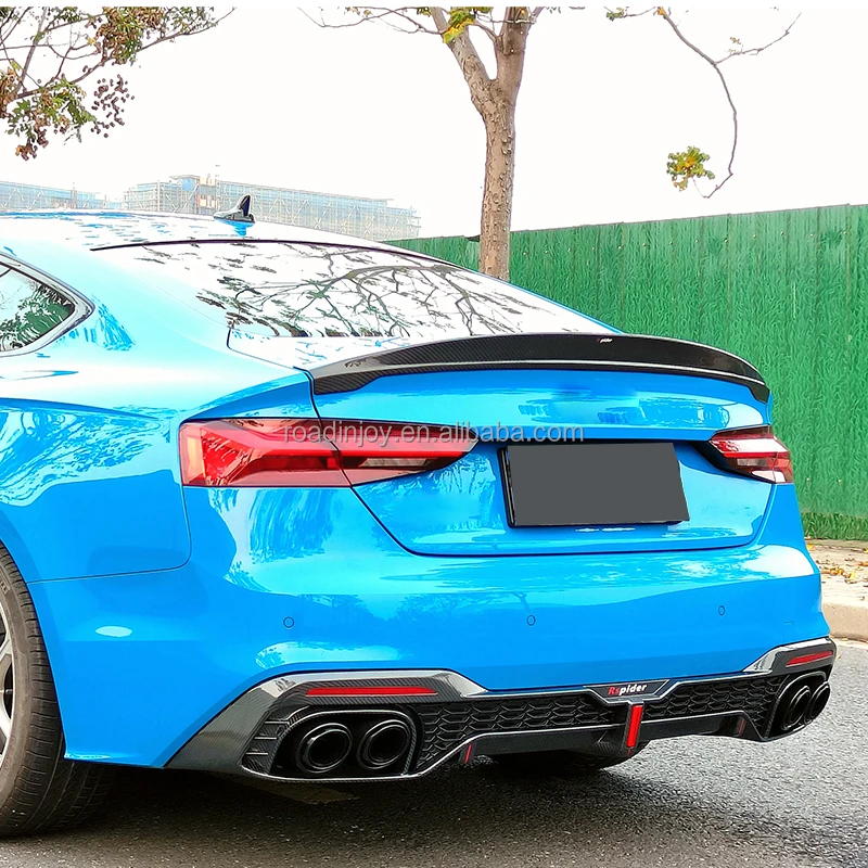For AUDI A5 lip spoiler 2017-2022 AUDI A5 spoiler style C8 real carbon fiber Material Car Rear Wing Color Rear Spoiler