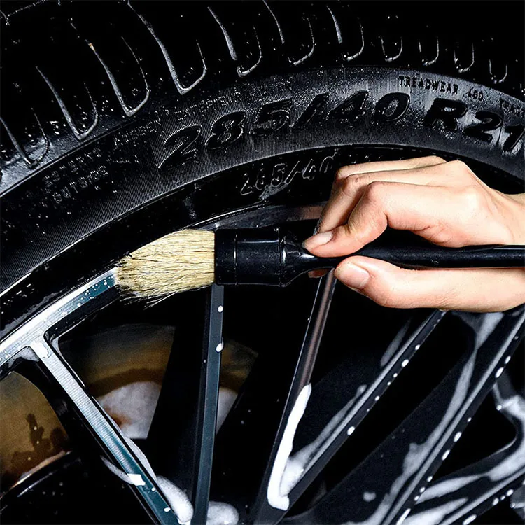 High quality hog Hair interior cleaning wash wheel brush set 5pcs car gap detailing brush set