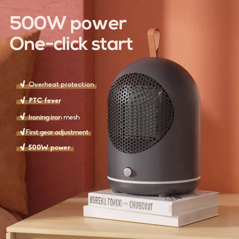 Desktop Fan Heater 500W PTC Ceramic  Safe Quick Heating Standing Heater Fan Mini Room Electric Winter Heating Fan
