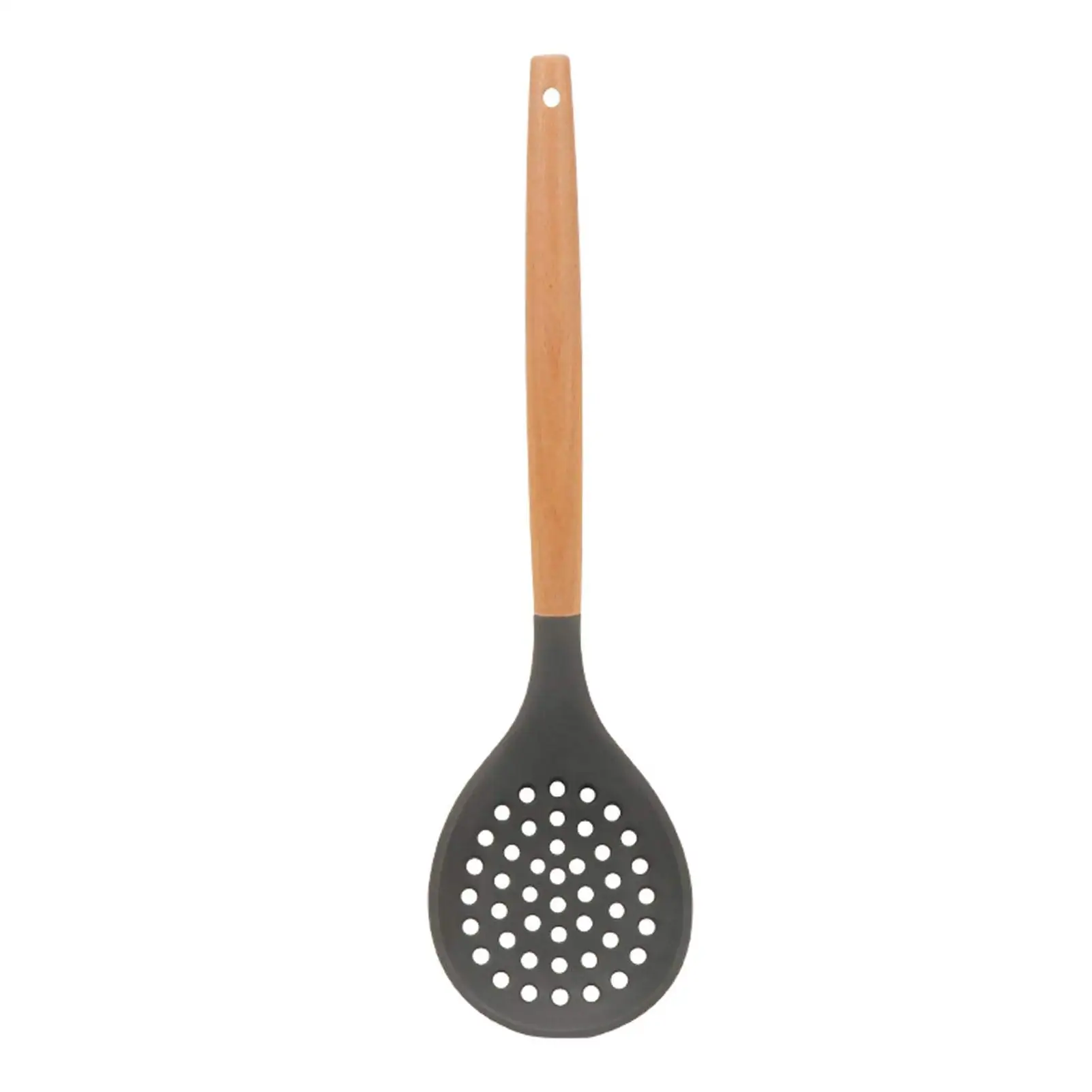 Silicone Slotted Spoon Materials Chosen Heat-Resisting Comfortable Wooden Handle Durable Silicone Skimmer Spoon