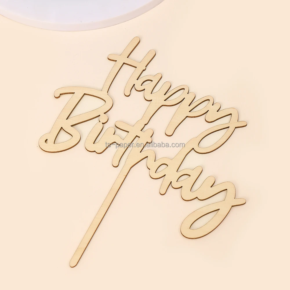 2024 Newest Design Happy Birthday Cake Toppers Cupcake Toppers Wood Cake Decoration For Birthday Party