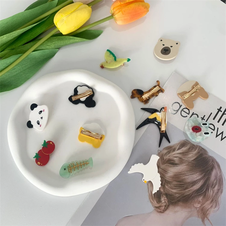 2024 Fashion Duckbill Clip Jewelry Cute Cartoon Animal Hairpins Female Acrylic Hair Clips Girls Women Hair Accessories