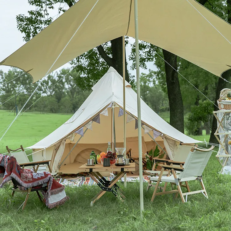 Outdoor Glamping Activities Luxury 6M Canvas Cotton Family Bell Tent Festival Party Wedding Safari Resort Bell Tent for sale