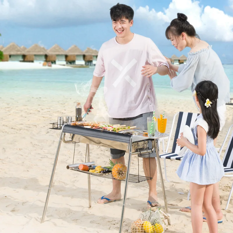 Coal Bbq Grill Outdoor Stainless Steel Korean Bbq Grill Mini Portable Outdoor Camping Bbq Grill
