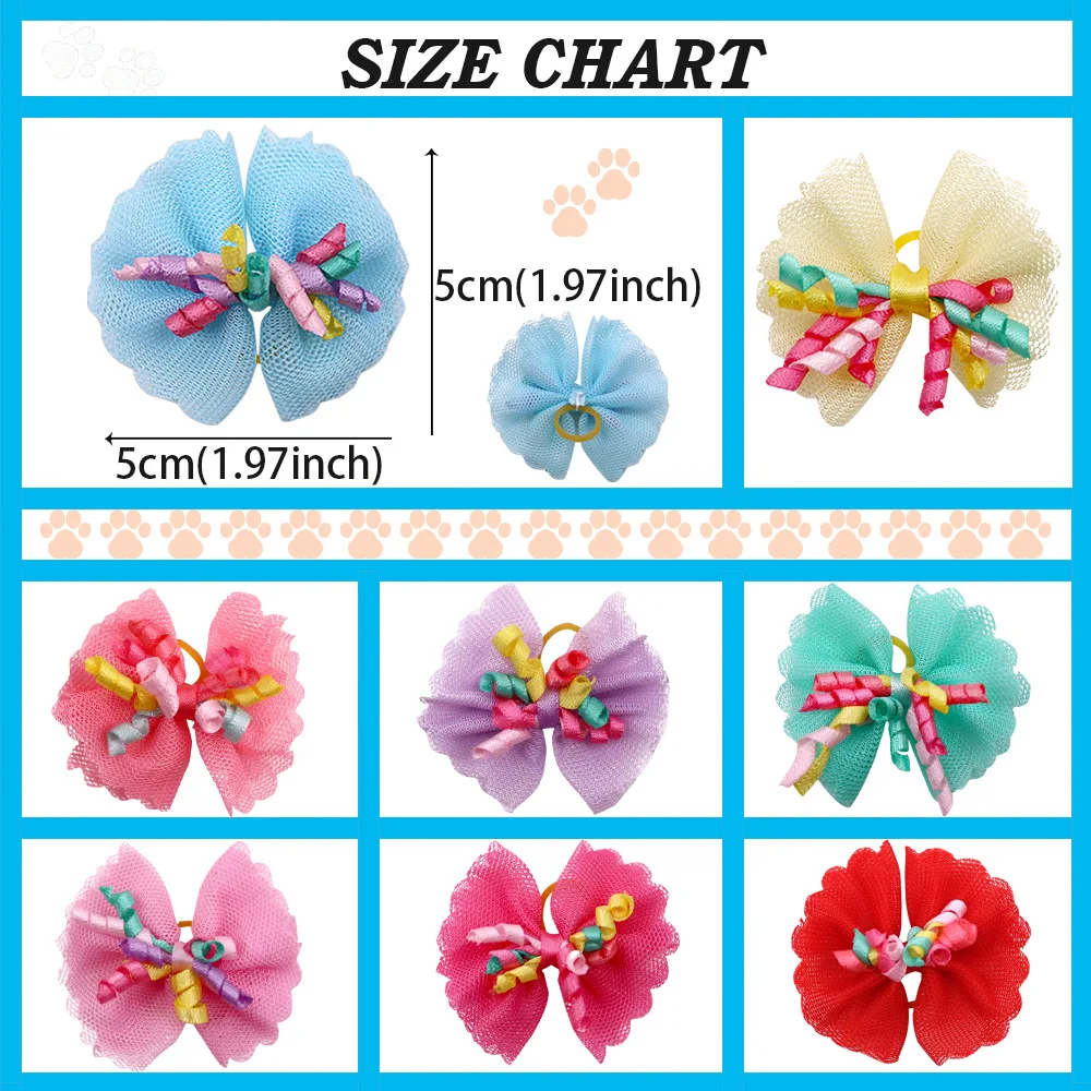 New product ideas 2024 Fashion Dog Hair Bows With Rubber Bands colorful hot selling pet hair decorations mixed color shipping