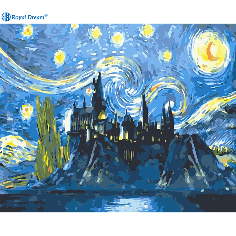 ROYALDREAM 16x20 inch dropshipping abstract wall art with frame diy canvas painting acrylic paint by numbers set for adults